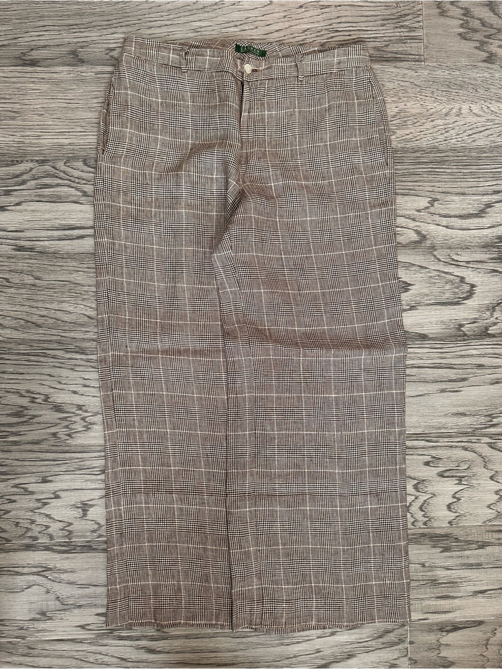 Lauren Ralph Lauren Brown Plaid Wide-Leg Trousers